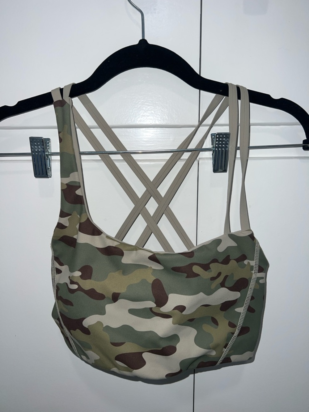 1st phorm Reversible Camo Strappy Sports Bra - Green/Tan